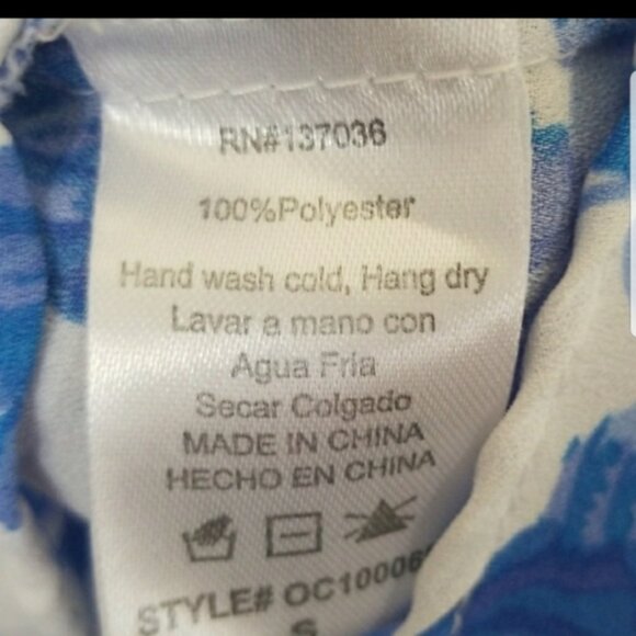 Paper Crane Romantic Going Out Blue And White Floral Tiered Tank Top Small - Picture 3 of 6